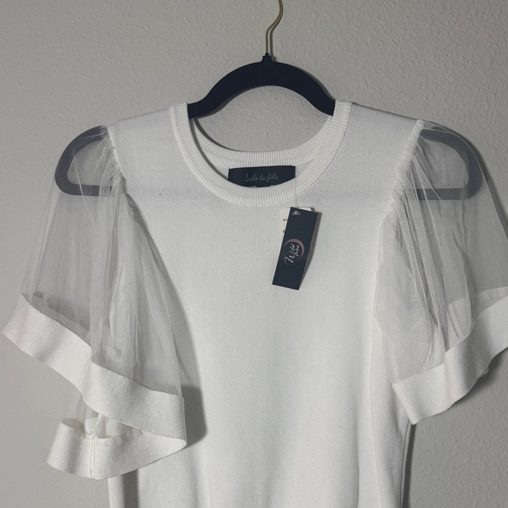 White Sheer Sleeve Blouse
